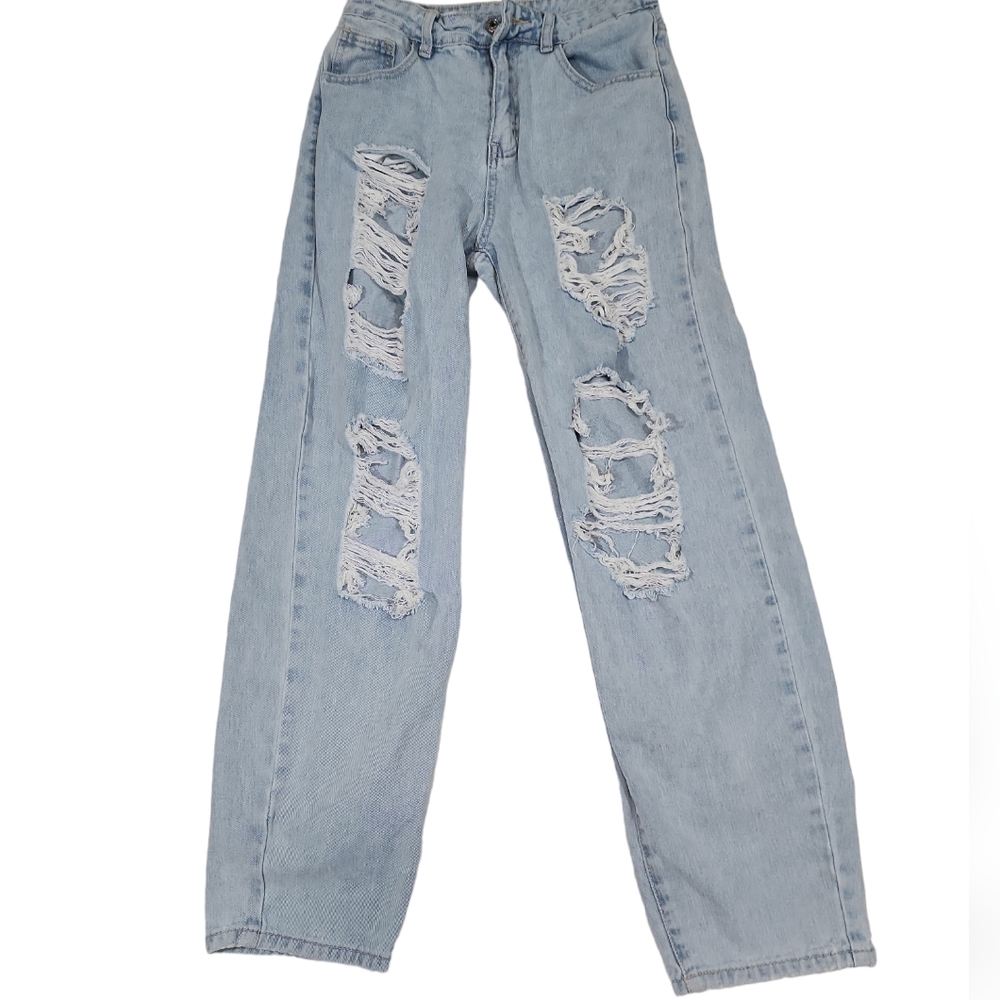 Distressed Riped High Waist Denim Jean. S - Picture 3 of 13